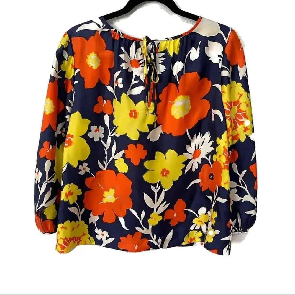 J. Crew 100% Silk Floral Blouse size 4 Multicolor